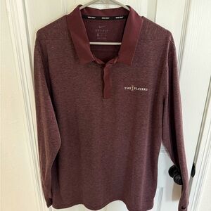 Nike Golf The Players Maroon Long Sleeve Polo Shirt
